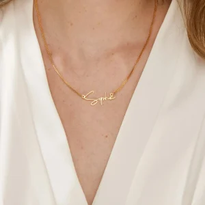 Personalized Gold Name Necklace With Box Chain