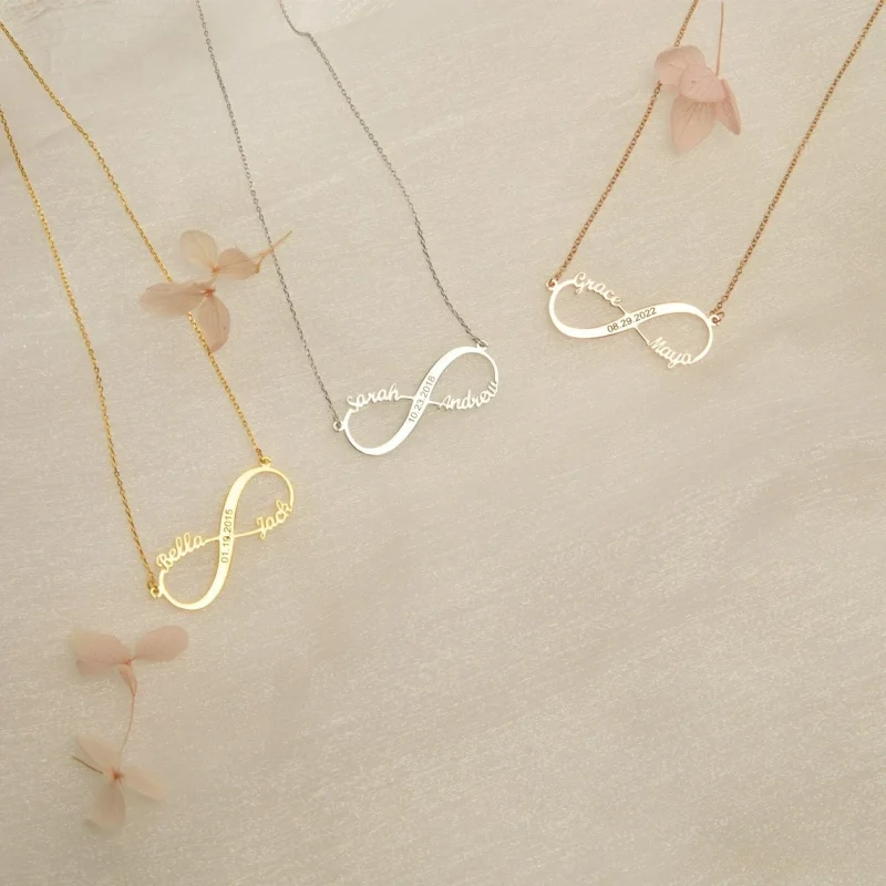 Personalized Infinity Name Necklaces with Date