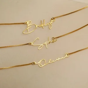 Personalized Gold Name Necklace With Box Chain