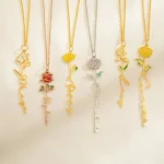 Custom Birth Flower Necklace With Name