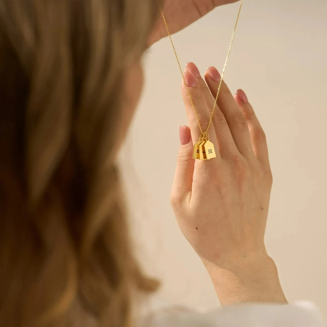 Custom Gold Name Tag Necklace