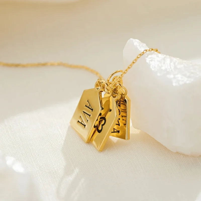 Custom Gold Name Tag Necklace