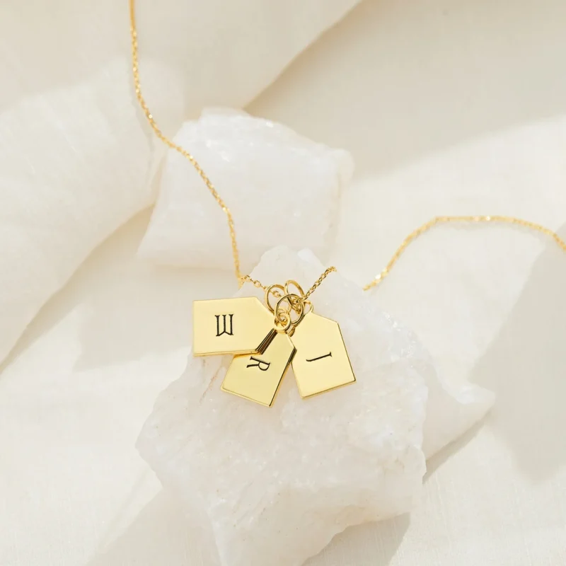 Custom Gold Name Tag Necklace