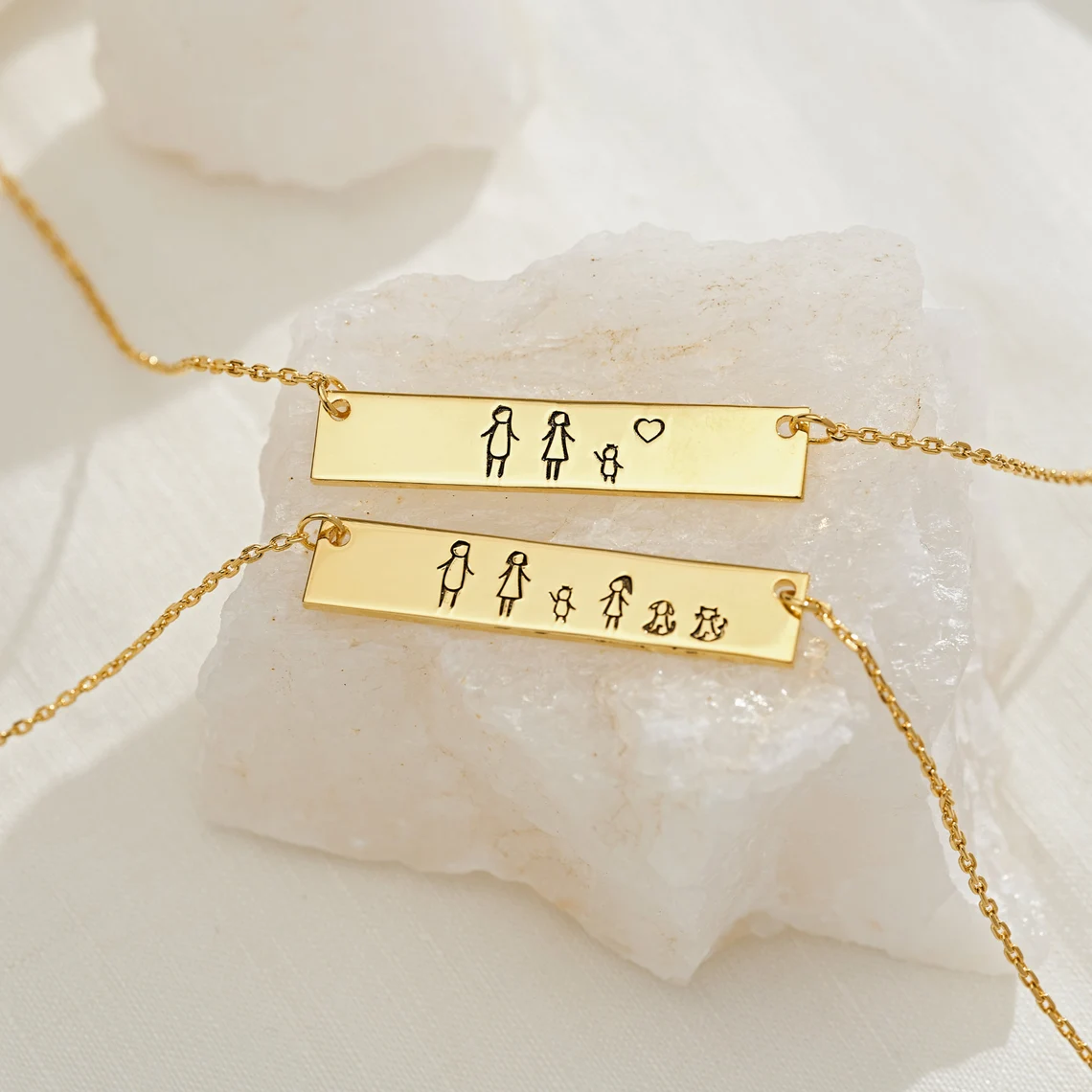 Personalized Engraved Bar Necklace Gold For Family