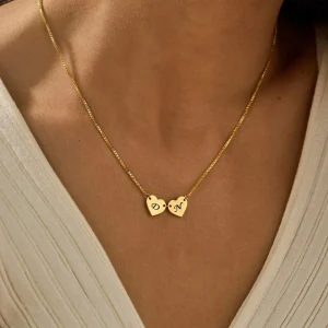 Personalized 2 Gold Heart Initial Necklace