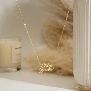 Personalized Double Name Necklaces with Heart