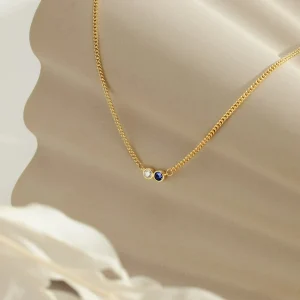 Custom Multiple Birthstone Necklace with Curb Chain