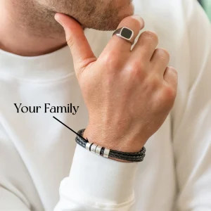 Custom Mens Leather Bracelets wtih Names