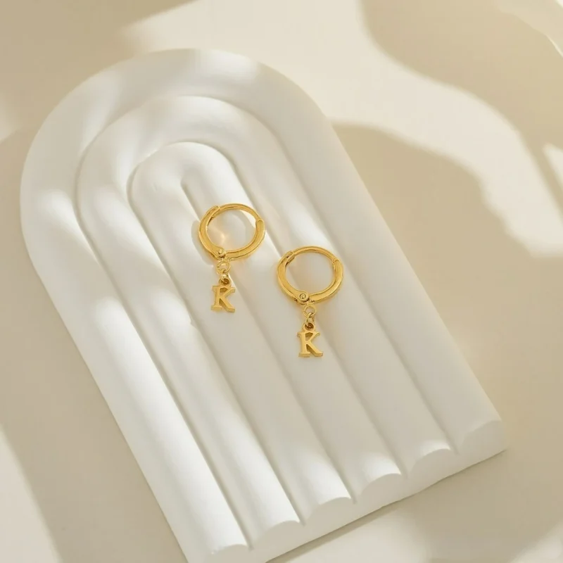 Custom Gold Initial Earrings