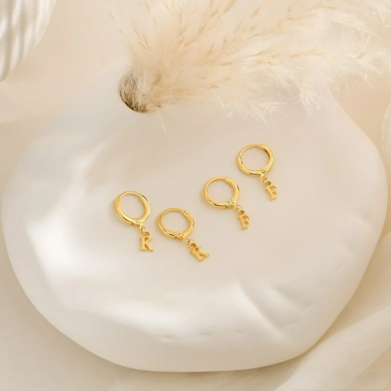 Custom Gold Initial Earrings