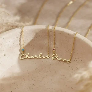 Custom Name Necklace with Birthstone