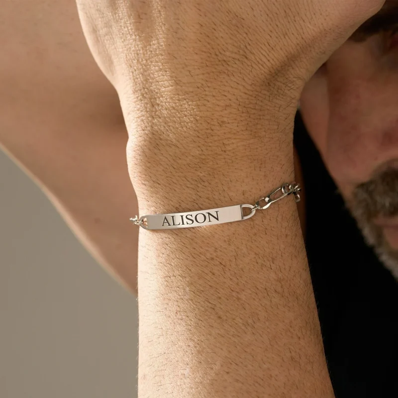 Custom Mens Name Bracelets wtih Bar