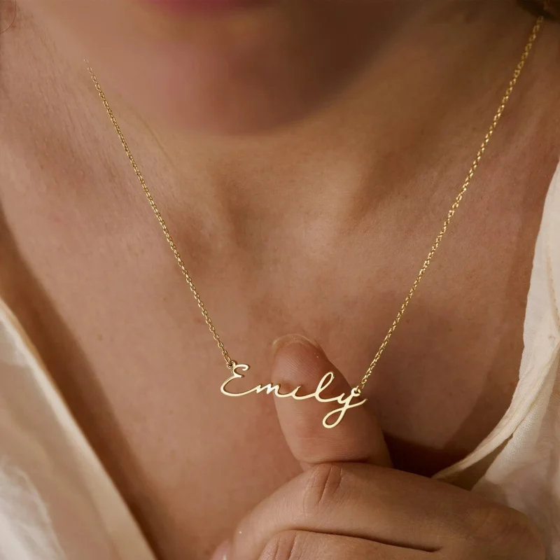 Custom Gold Cursive Name Necklace