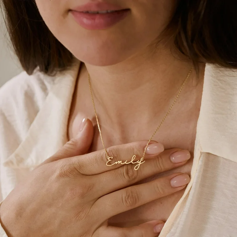 Custom Gold Cursive Name Necklace