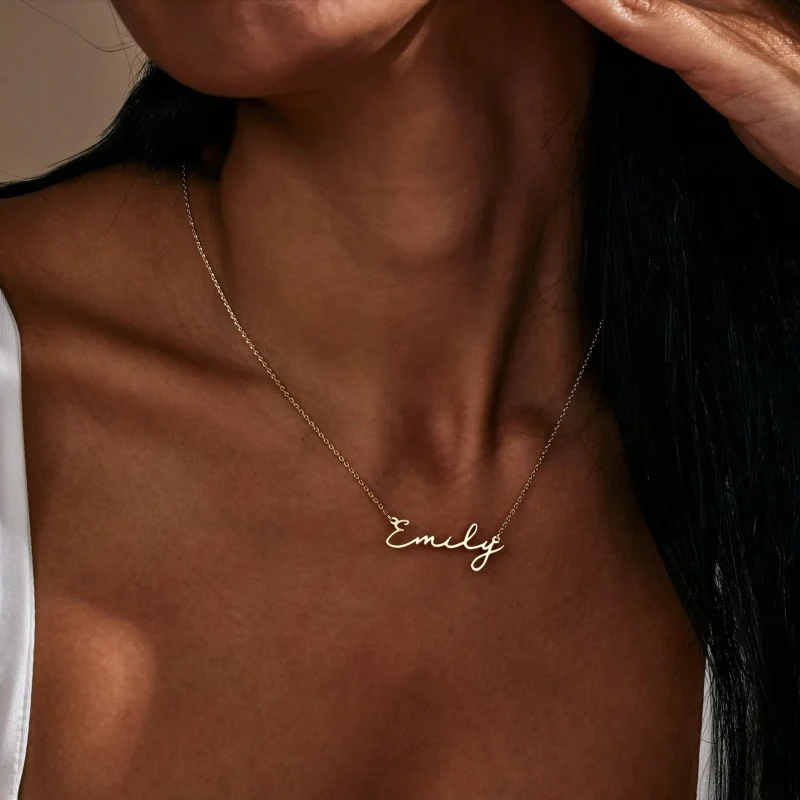 Custom Gold Cursive Name Necklace