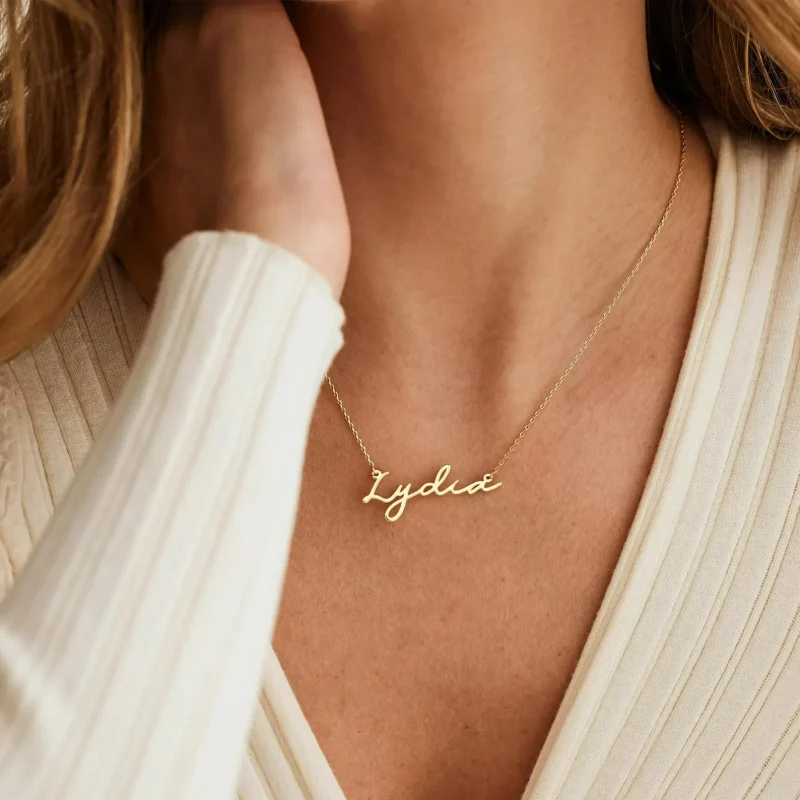 Custom Gold Cursive Name Necklace