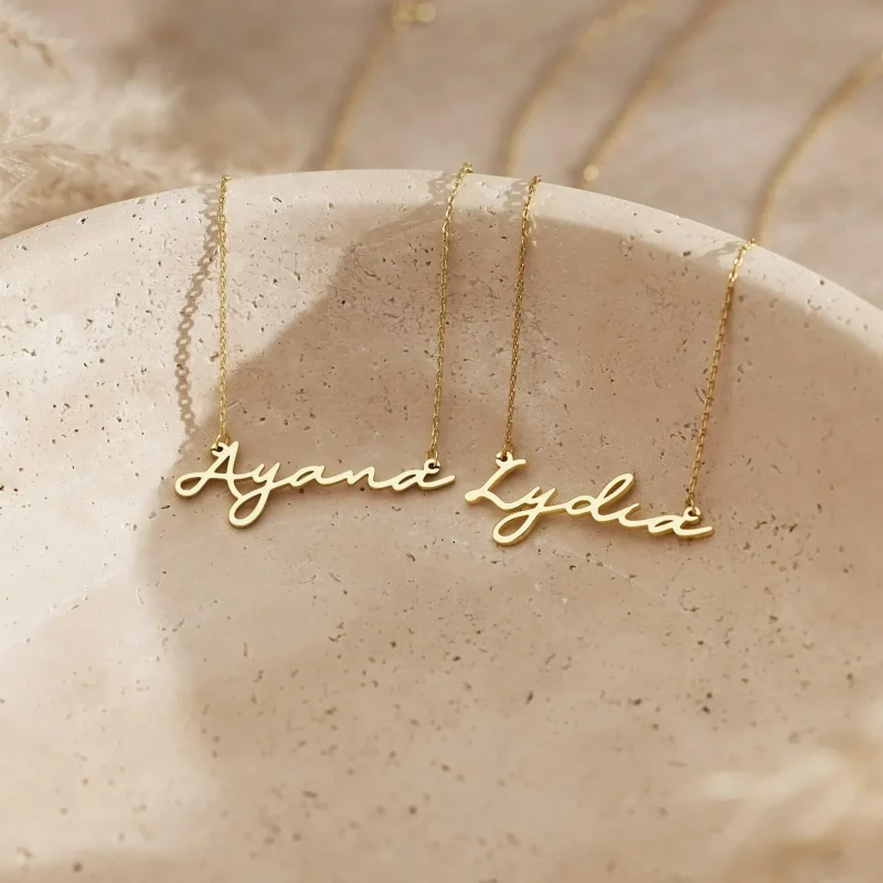 Custom Gold Cursive Name Necklace