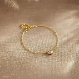 Custom Gold Heart Birthstone Bracelet