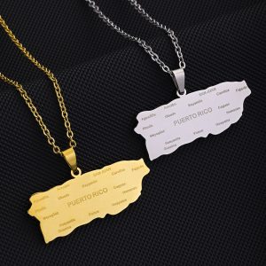 Puerto Rico Map Necklace with Name