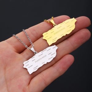 Puerto Rico Map Necklace with Name