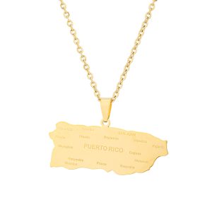 Puerto Rico Map Necklace with Name