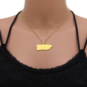 Puerto Rico Map Necklace with Name