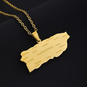 Puerto Rico Map Necklace with Name