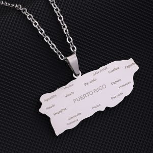 Puerto Rico Map Necklace with Name