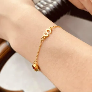 Custom Gold Initial Bracelet with Birthstone