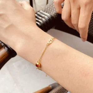 Custom Gold Initial Bracelet with Birthstone