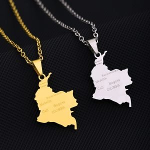 Colombia Map Necklace with Name