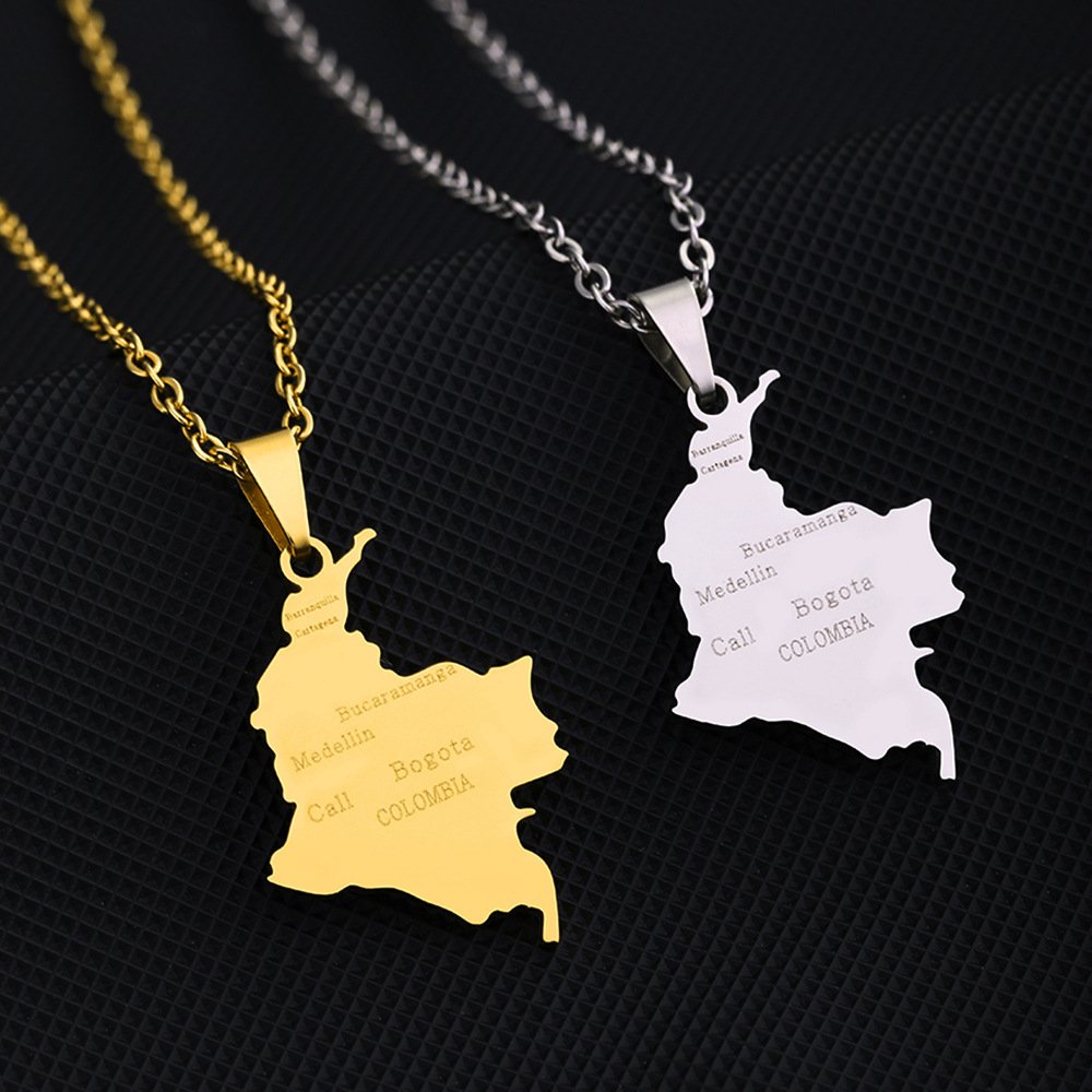 Colombia Map Necklace with Name