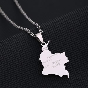 Colombia Map Necklace with Name