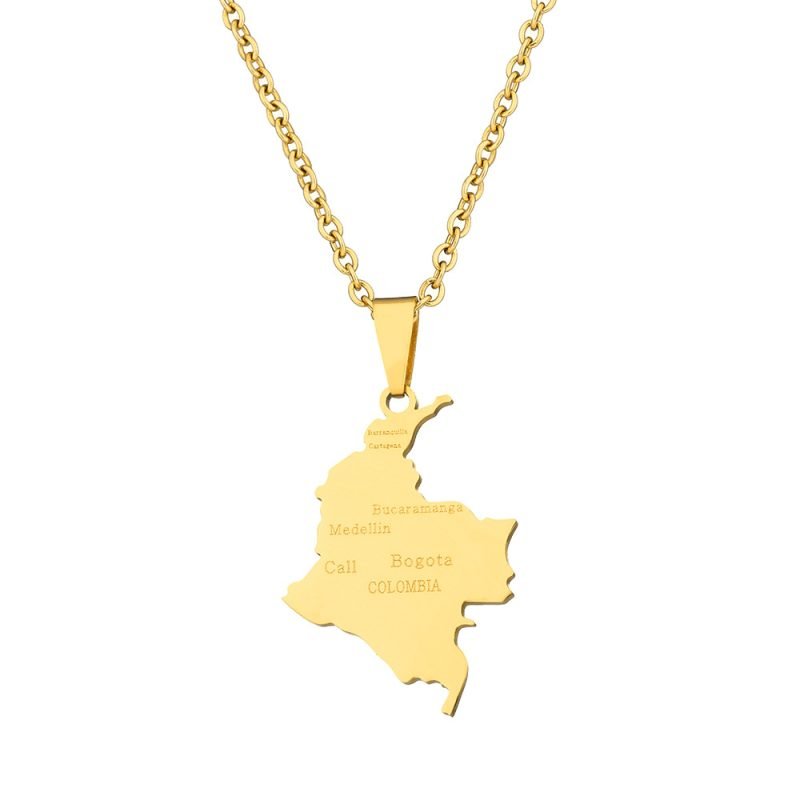 Colombia Map Necklace with Name