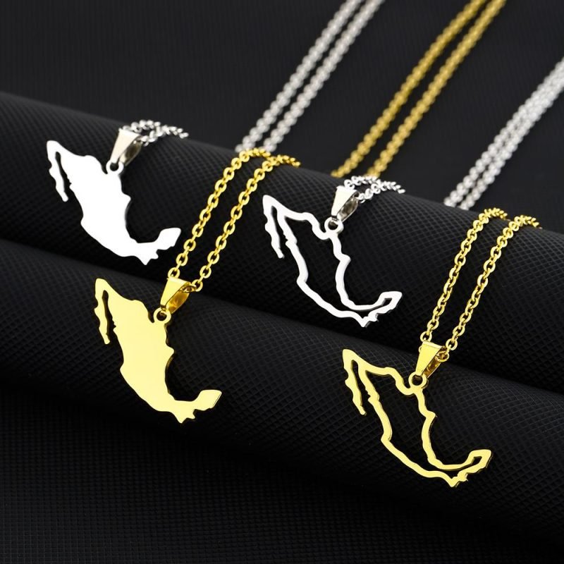 Mexico Map Necklace with Name