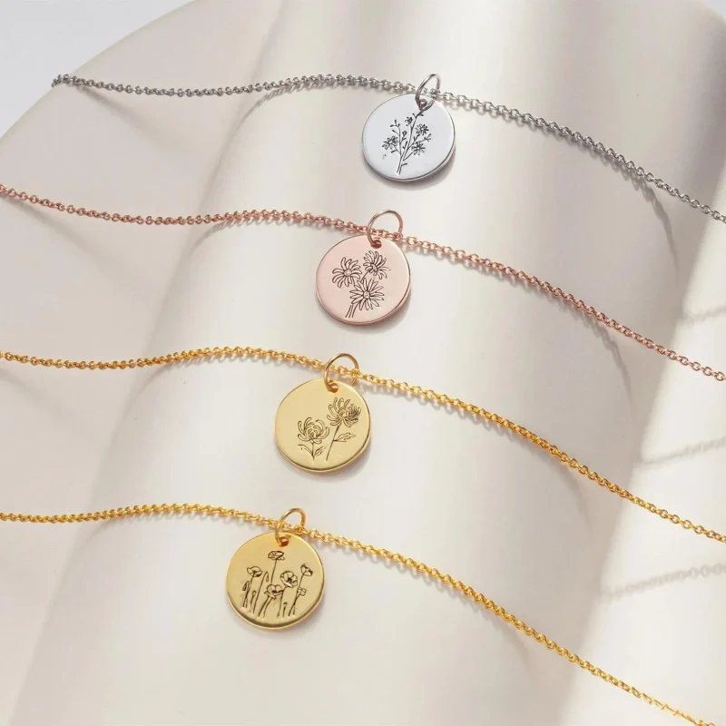 Custom July Birth Flower Necklace