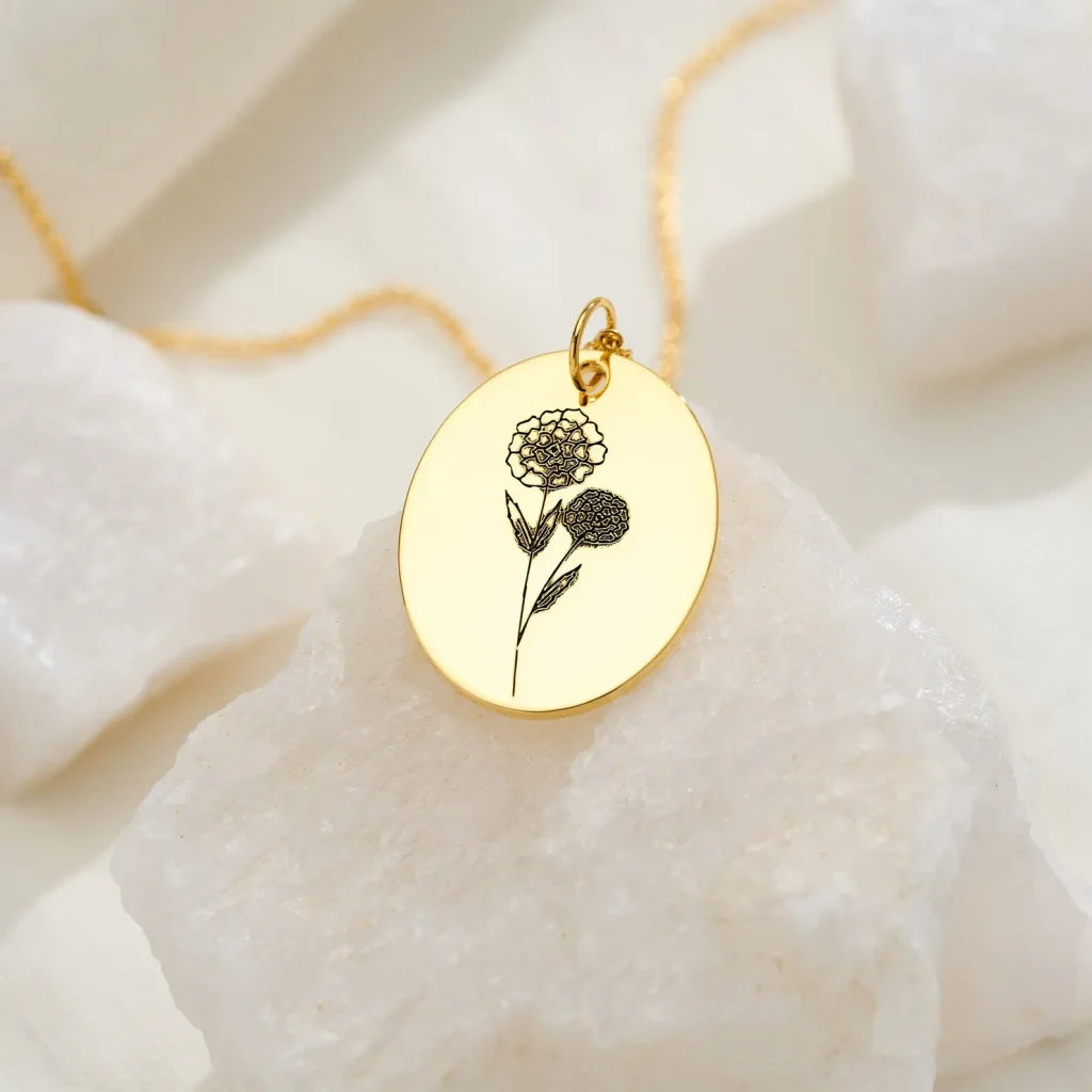 Custom August Birth Flower Necklace for Mom